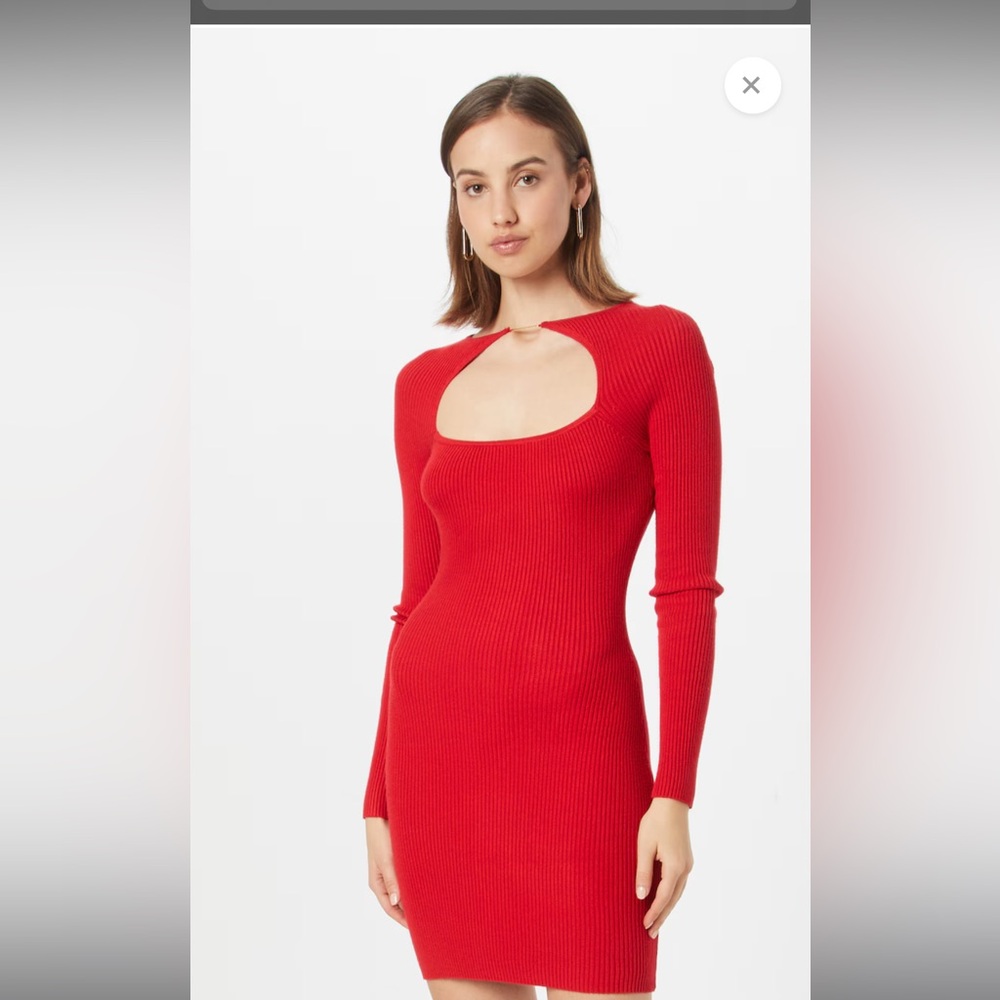 🆕 Abercrombie Long-Sleeve Hardware Mini Sweater Dress in Red. XS petite